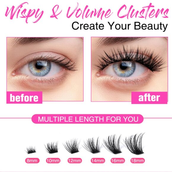 NEW (3) TDANCE Magic Volume Lash Clusters Extensions Kit 8-18mm Length D Curl - Picture 4 of 5